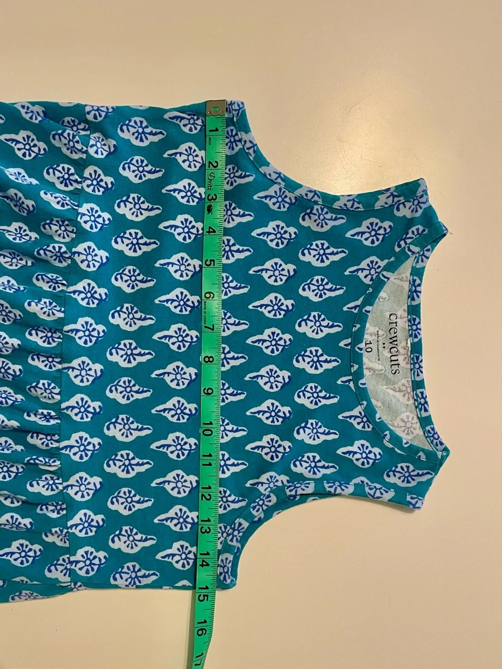 Crewcuts Teal Sleeveless Printed Flared Dress